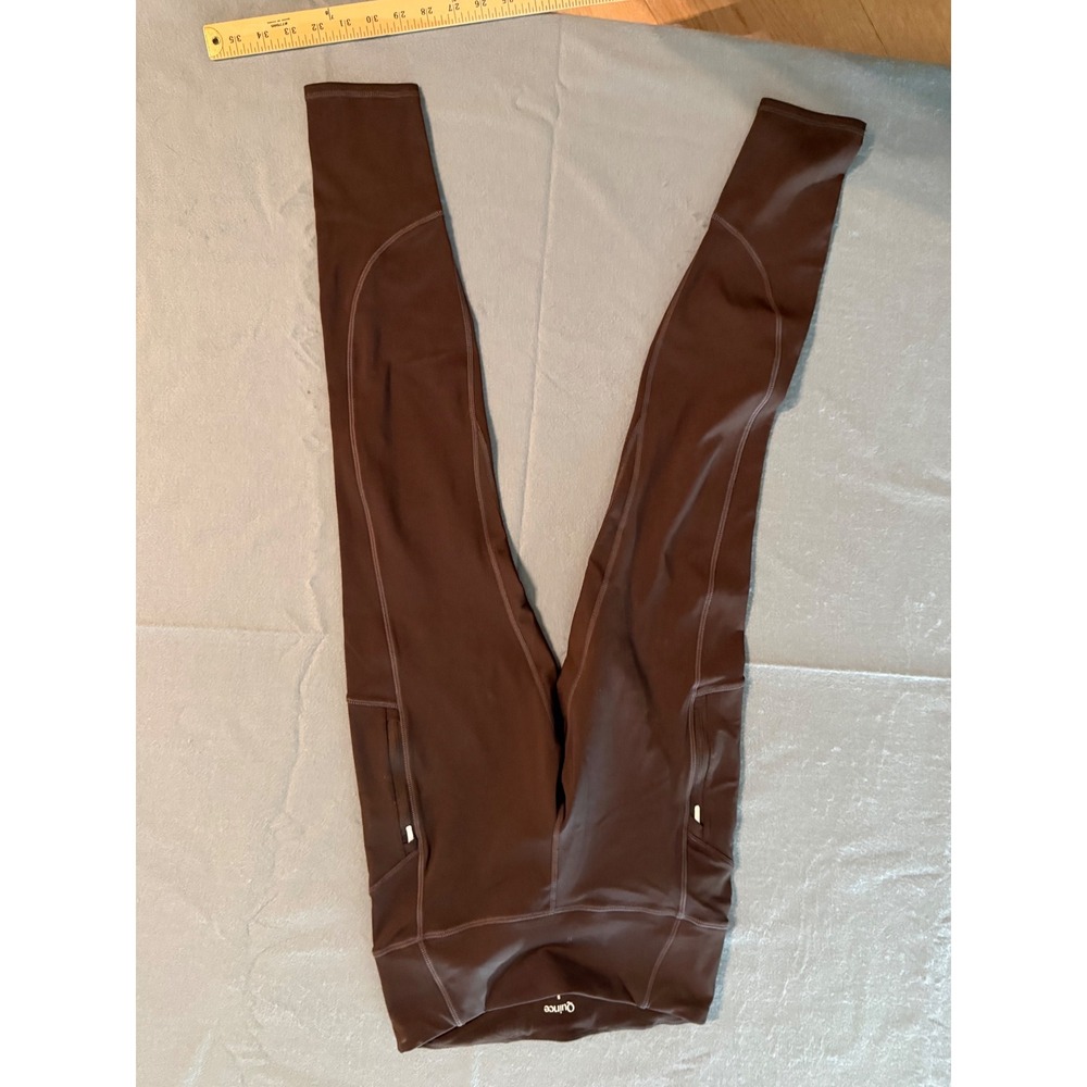 Quince Women Brown Ultra-Stretch Active Pockets Leggings S High Rise 28 Inseam